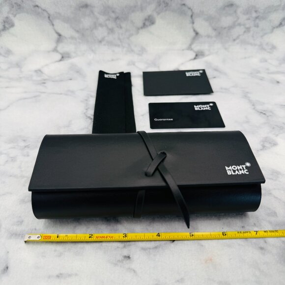 Montblanc Sunglasses Eyeglasses Case Set, Black Faux Leather,Cleaning Cloth,Card - Picture 3 of 8